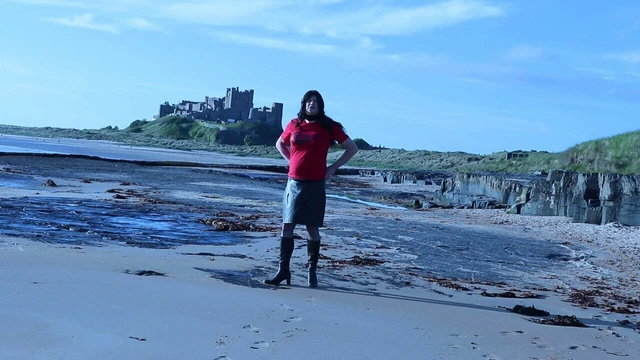 Walking on the beach at Bamburgh