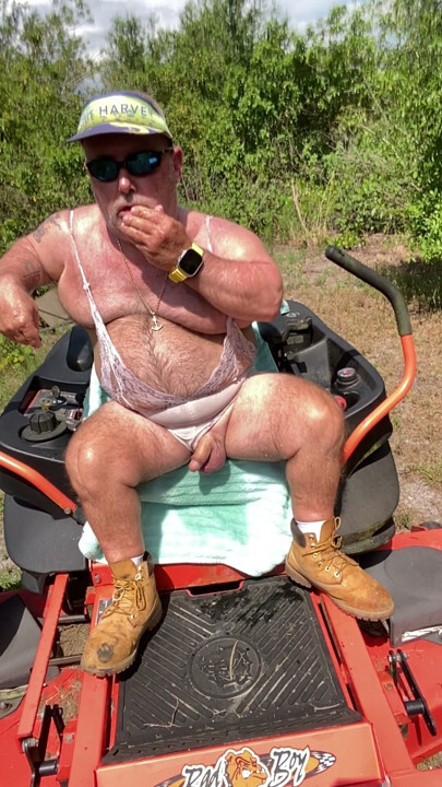 Golden Shower After Mowing with Lots Of Cum | Clip 1