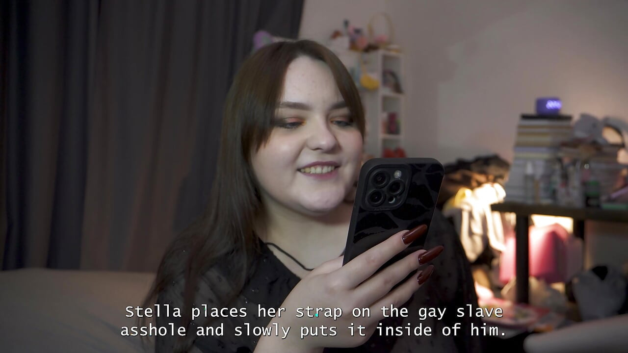 Porn story - they share a cum-filled kiss together after a sweet pegging