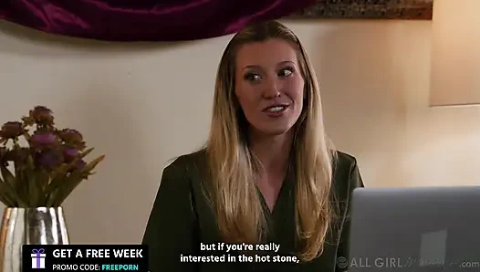 ALL GIRL MASSAGE - Hot Babes Turn Divided Hot-Stone Massage Into Lesbian Fingering 3-Way