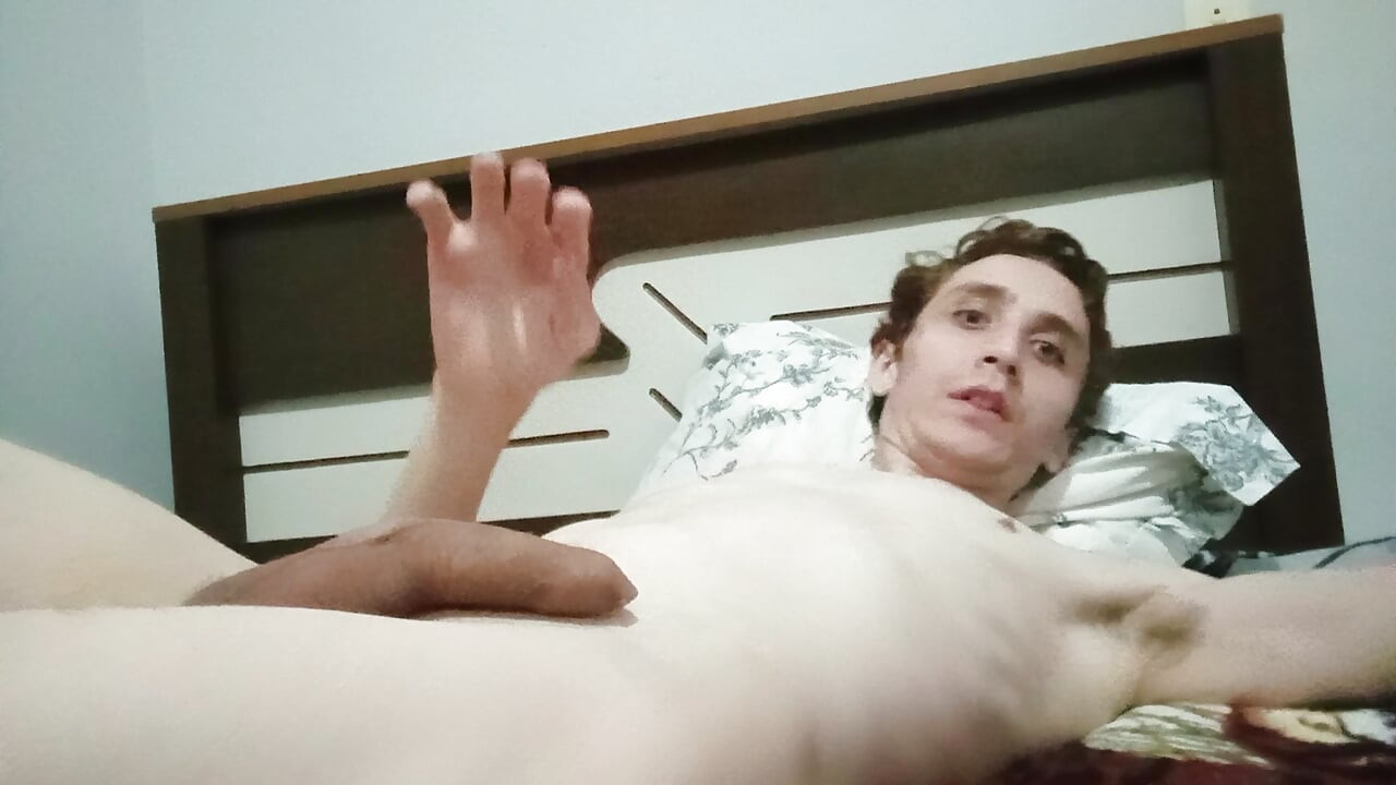Boy masturbating in bed waiting for daddy