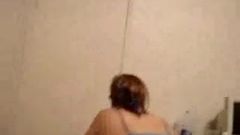 Chubby housewife squatting orgasm on dildo 4