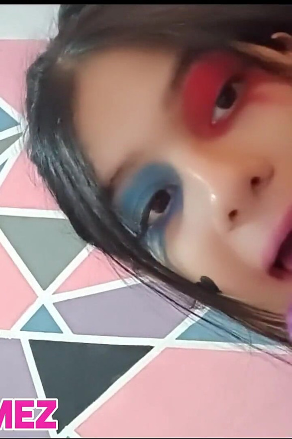 Halloween Night Clown Makes Video Call with a Follower and Shows Him Her Rich Tits