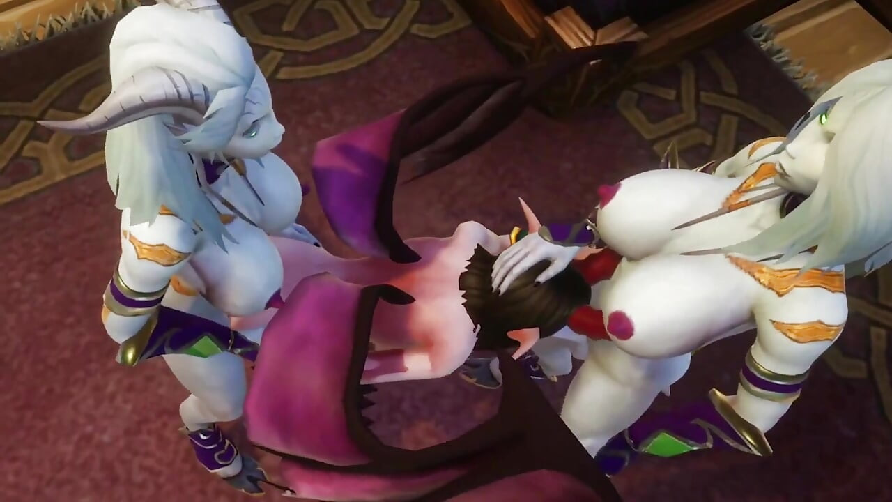 Två futa draenei knulla succubus trekant: Warcraft porr parodi