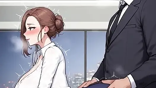 Waifu secretary pov - lingerie merah & ragam rambut di kantor - close-up