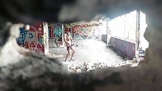 Jerkoff in an abandoned factory
