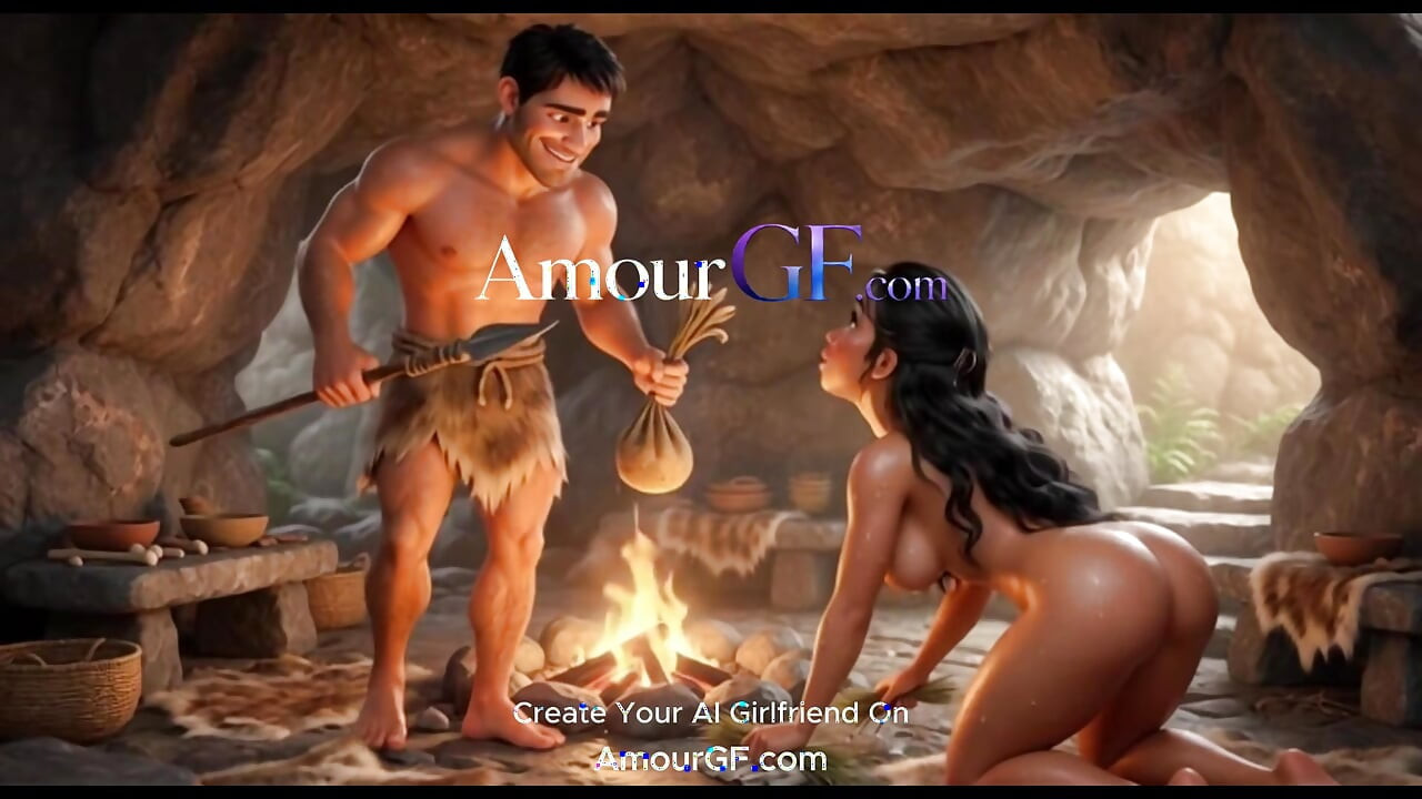 AI stone age 3D żona nago, Bubble Butt obnażony dla męża w domu