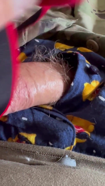 Captivating moment from "Soldier has fun on hump day with himself"