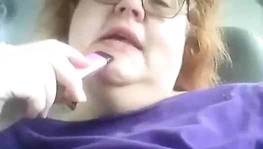 Naughty Nurse Vicki Vapes in Her Car After