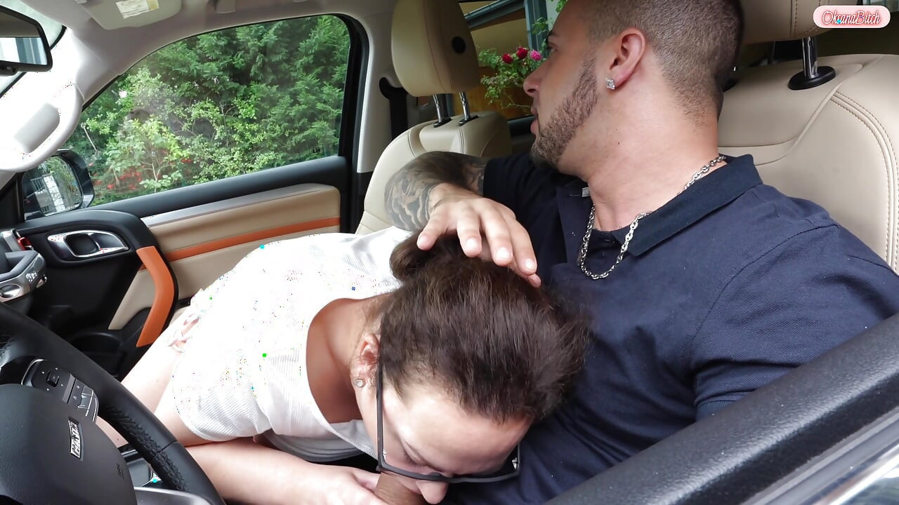 Slut Wife Sucks Huge Cock of a Stranger in the Car and Says Hello to Her Cuckold Hubby!