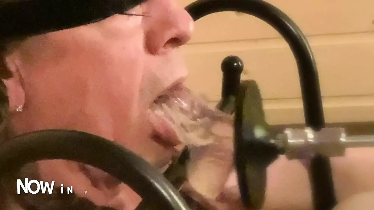 Deepthroat training with the fucking machine for Sissy “D”