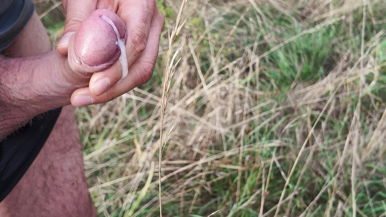 outdoor piss with my uncut xl dick, walking around with soft cock