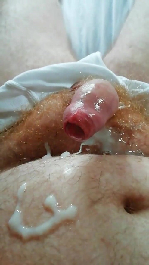 UK Mature Hairy Daddy Bear wanks huge load and rubs it all over his body.  UKHB | Clip 1