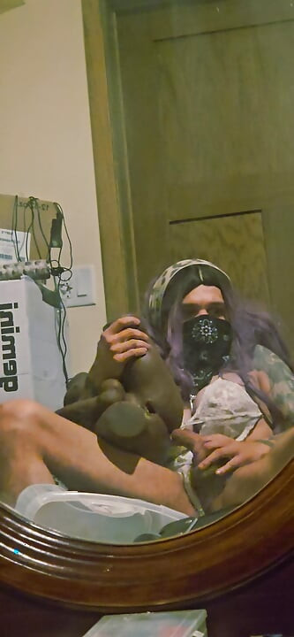 Purple-Haired Sissy Slut in Lace - Tgirl Creampie & Cum Play