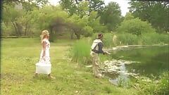 Sexy couple loving nature have their routine romance outdoors