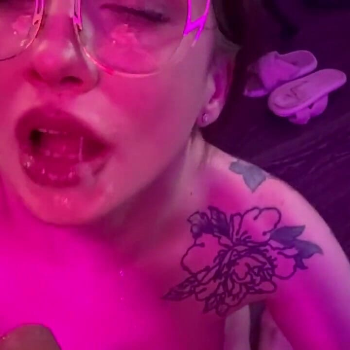 Frontal Facefuck of Tgirl with Glasses