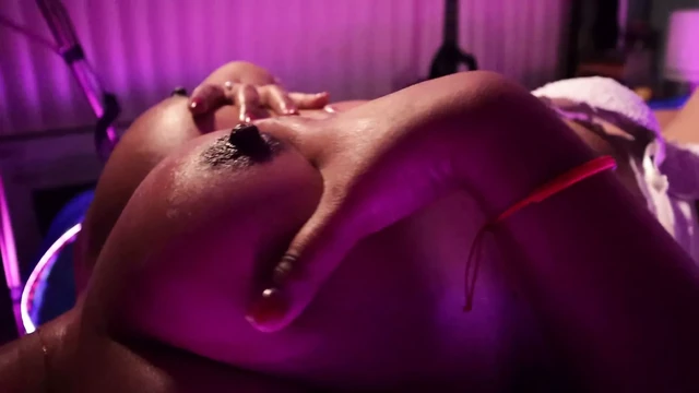 Playing with my big natural boobies (Hot massage)