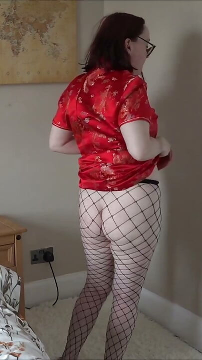 Cheongsam elbise file külotlu çorap striptiz