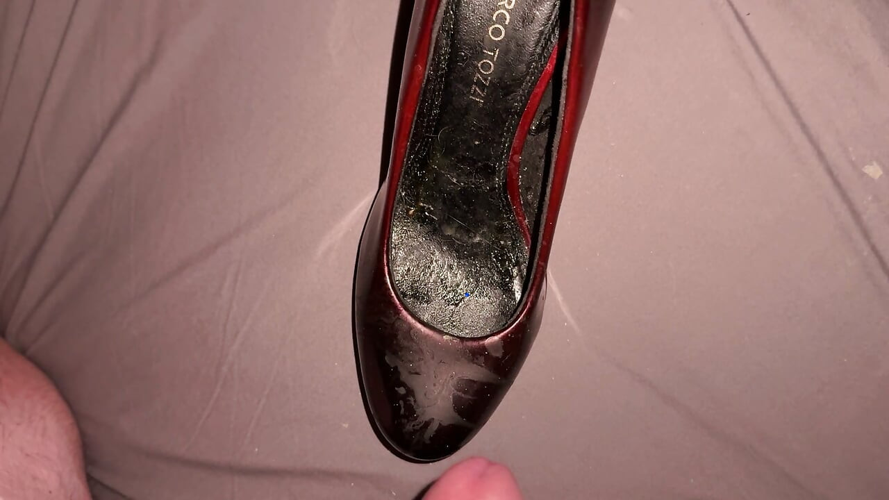 Cumming on red and black patents