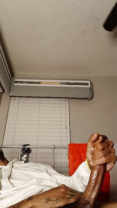 Stroking my big long dick all night long