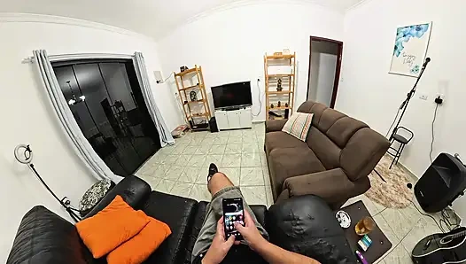 Lesbian neighbor took a cock in her pussy until the cumshot.