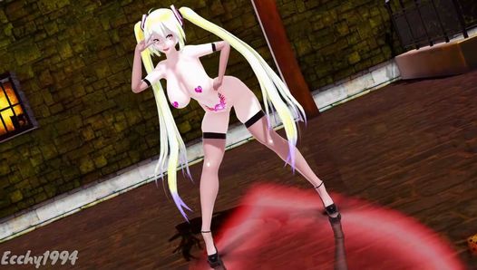 MMD R-18 Bass Knight THICC Miku Nude Version - Ecchy1994 - Blonde Hair Color Edit Smixix