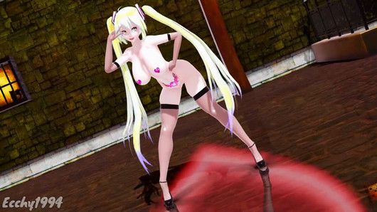 MMD R-18 Bass Knight THICC Miku Version desnuda - Ecchy1994 - Rubia Edición de Color Smixix