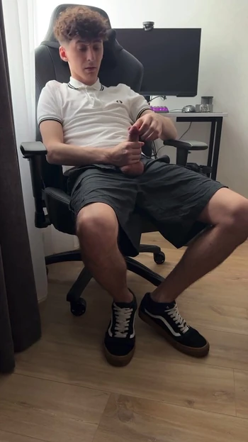 Iconic moment from "Curly twink guy jerked off after college and cum"