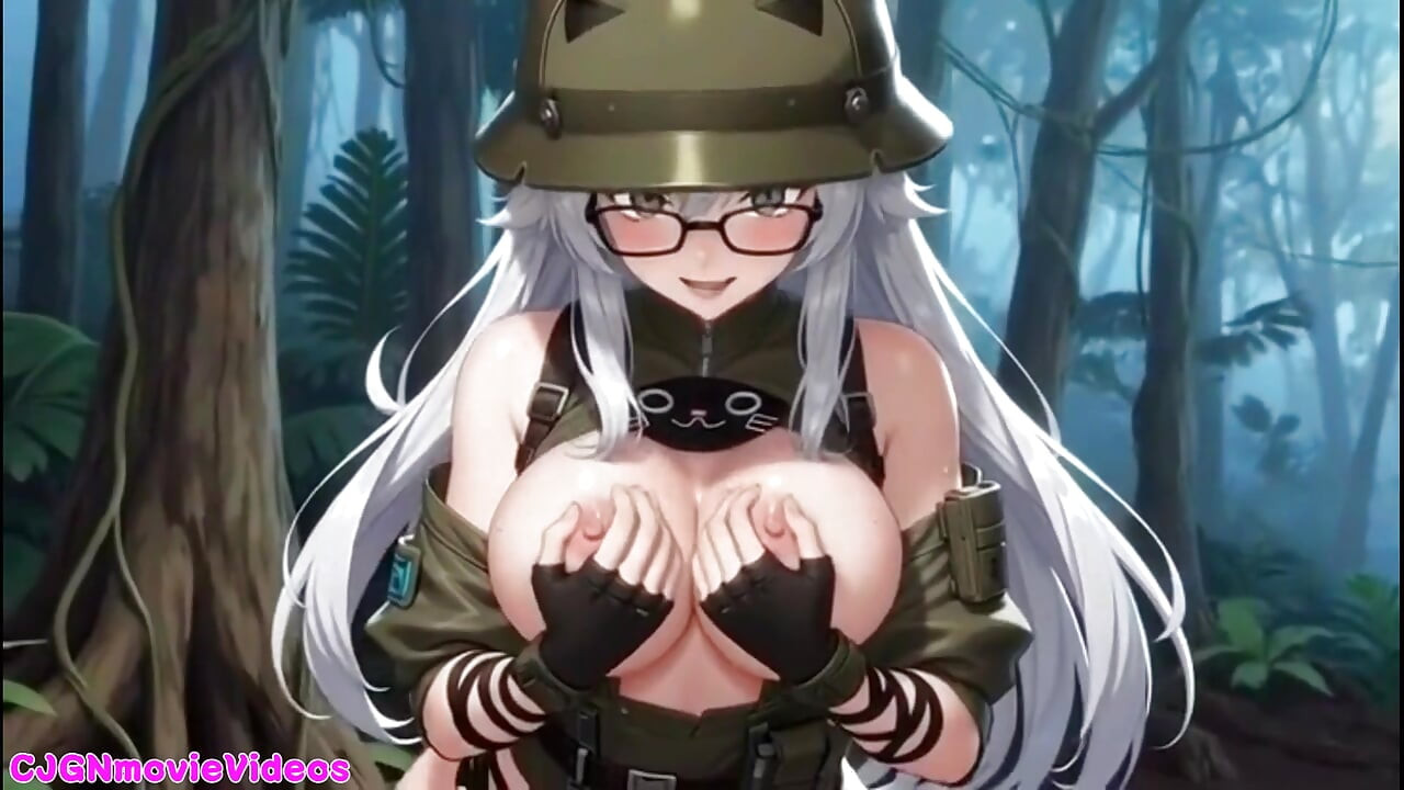 A cute soldier topless in a forest, Ai animation