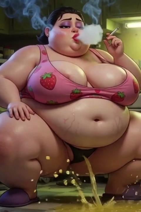 Smoking Pregnant BBW Pisses on Floor - Horny with Massive Belly