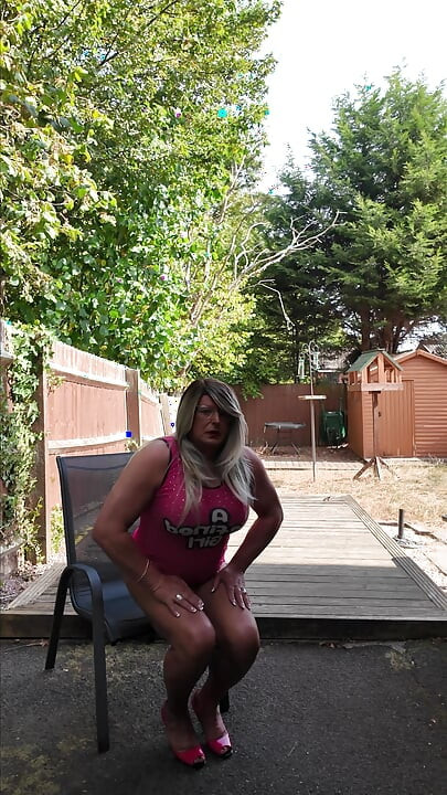 Sexy Crossdresser kellycd2022 in my pink mesh dress and heels