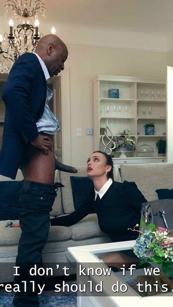 Key moment from "DADDY4K. FUCKING SLUT dressed as WEDNESDAY is masturbating to get DADDY'S BIG BLACK COCK"