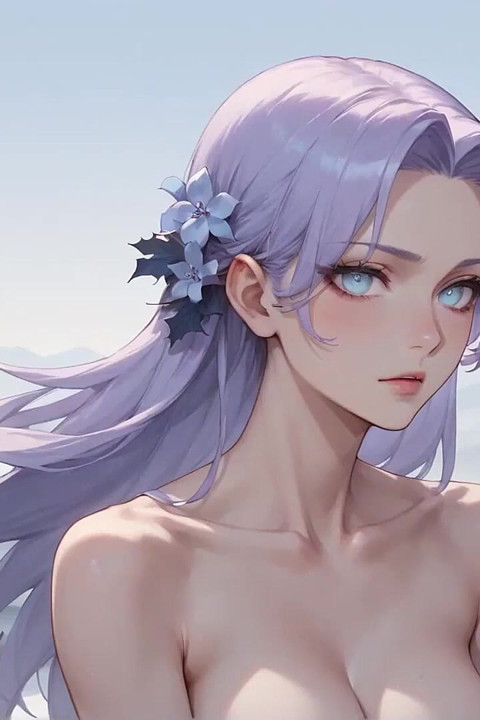 Snowy Mountain Coffee break: lila-haarige solo-göttin