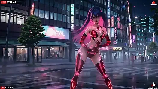 Gadis cyberpunk dengan gaya punk yang sensual - beberapa adegan hot