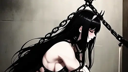 Связанные Ангелы и Демонесс доят монстры в новых хентай пикантных тонов