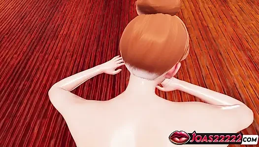 Ateşli kızıl saçlı naylon çoraplı 3 boyutlu hentai - memeli bakış açısı misyoner oyunu, sarkık kemik zemin sikişi ve bağlı domaltmalı dölleme
