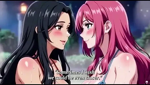 Stepmom and stepsister taking hot bath and pressing togather