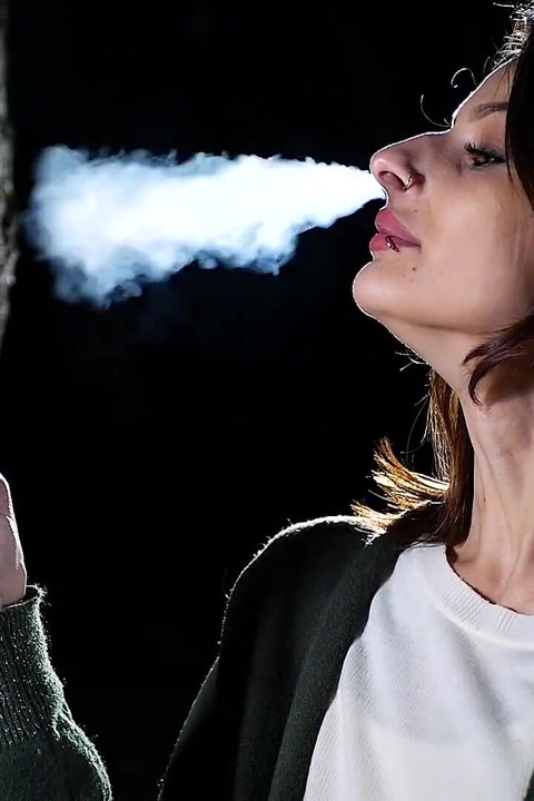 Sweet Russian Girl Smoking Cigarette Outdoor Daylight