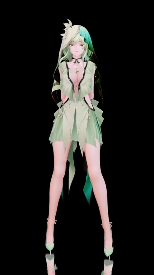 Wuthering Waves Shorekeeper klä av sig dans hentai säga så song vertikal skärm Mmd 3D mjukgrön hårfärg Redigera Smixix