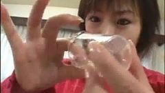 Japanese girl swallowing some cum