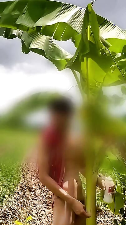 Thai guy fuck banana tree