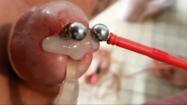 e-stim in piercing PA+ and anal cum ejac with catheter inside cock