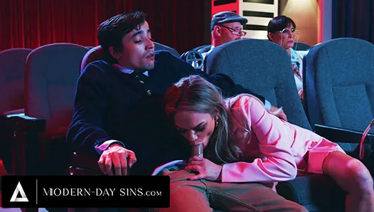 MODERN-DAY SINS - All-Natural Exhibitionist Gives Virgin Boyfriend The BEST Movie Theatre Blowjob!