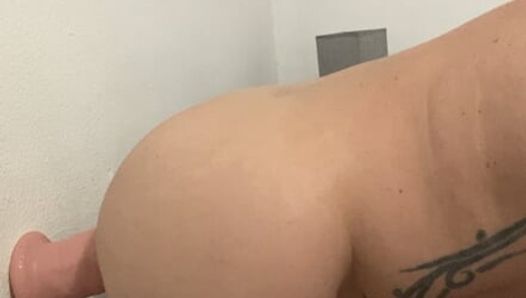 Painful anal with long thick dildo