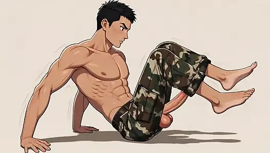 The movement of the big cock soldier