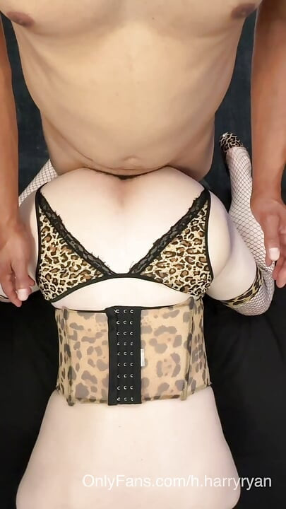 This sissy plays with his tits while I breed his pussy