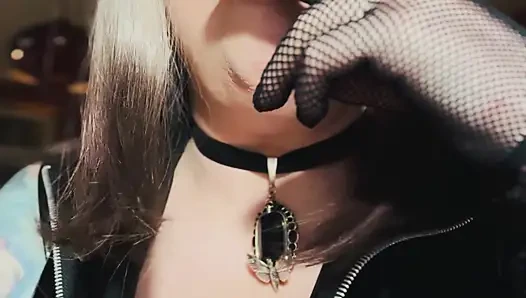 Blonde Babe Tina Snua Is In PVC & Smokes A Cigarette In Fishnet Gloves - Glove Smoking Smoke Rings OMI Snap Inhales