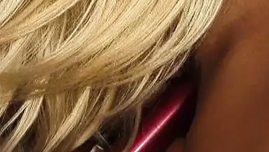 Flexible Blonde with Big Tits Licks Her Own Pussy