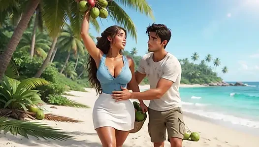Passionate survival with my stepmother on a deserted island - desire blooms in paradise (AI generated)
