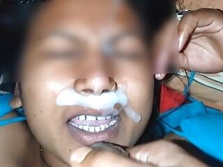Éjaculation dans la bouche desi bhabhi, sexe brutal
